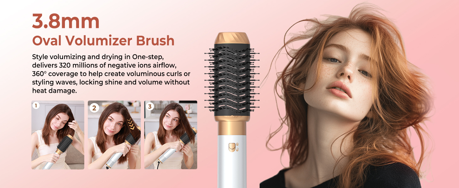 Pro Airbrush Air Styler 6 в 1: Фен-щітка, плойка, випрямляч для волосся, 1000W (білий)
