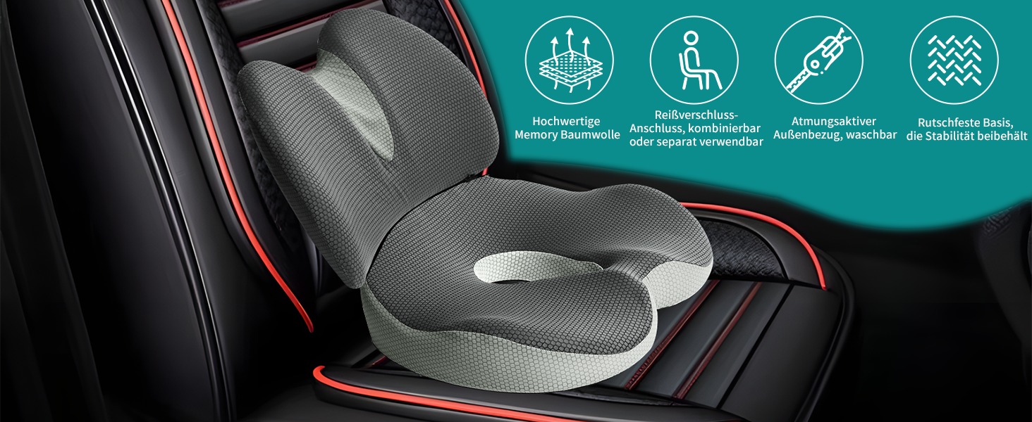 Набір подушок для сидіння та підтримки спини 2 в 1, ергономічні подушки з memory foam для офісного крісла, автокрісла, інвалідного візка, зняття болю при геморої та хворих купритових кісток