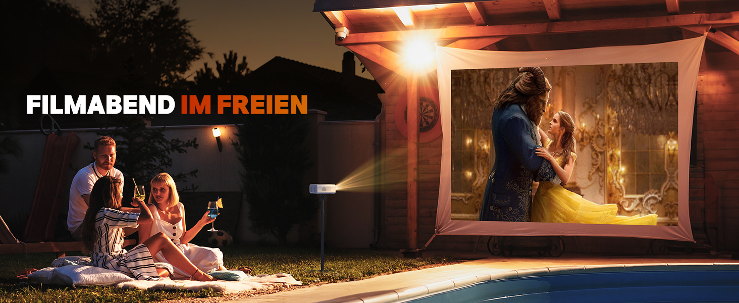 Aurzen Eazze D1 Smart Beamer: 4K проєктор для дому, Wi-Fi, Bluetooth, Netflix, Dolby Audio, автофокус, корекція трапеції, Mini проєктор, білий