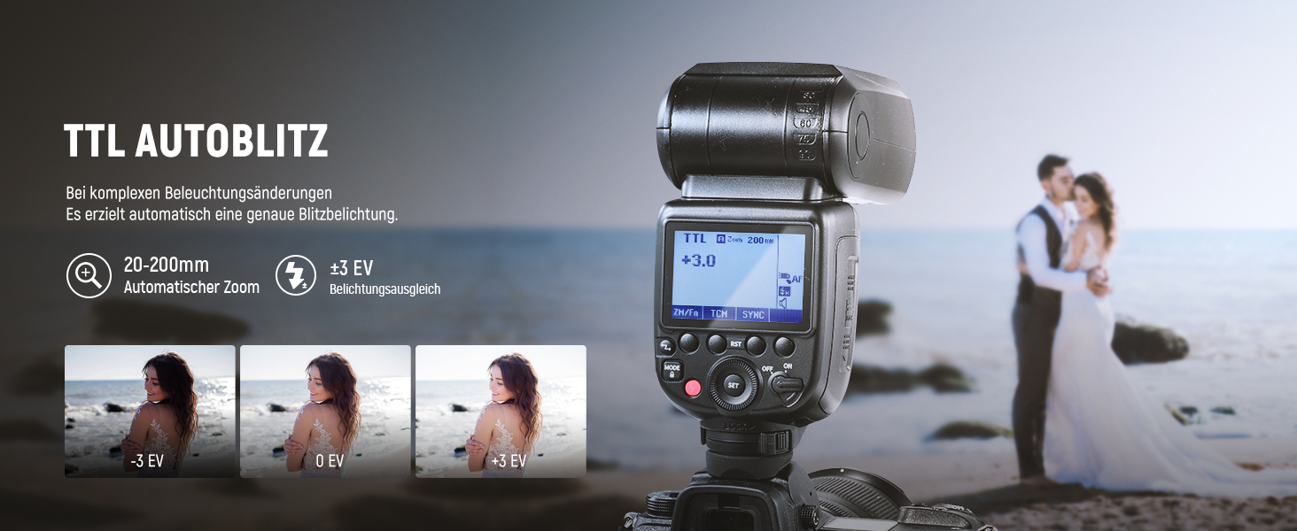 NEEWER NW760-S TTL спалах Blitz Speedlite для камер Sony DSLR, 76Ws GN60, 2.4G, 1/8000s HSS, TCM, 230 спахів, 0.1-2.7s