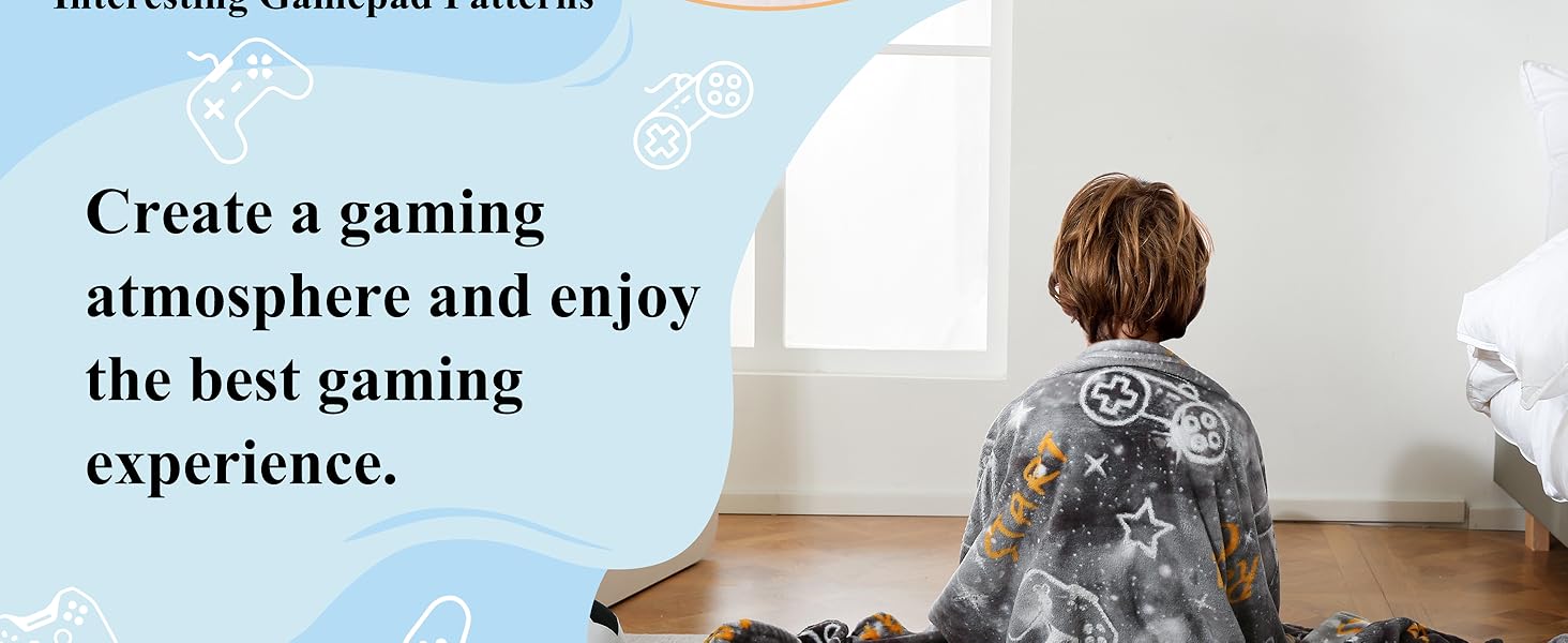 Плед з принтом джойстика SOCHOW, 127 x 150 см, теплий фліс для дітей та дорослих