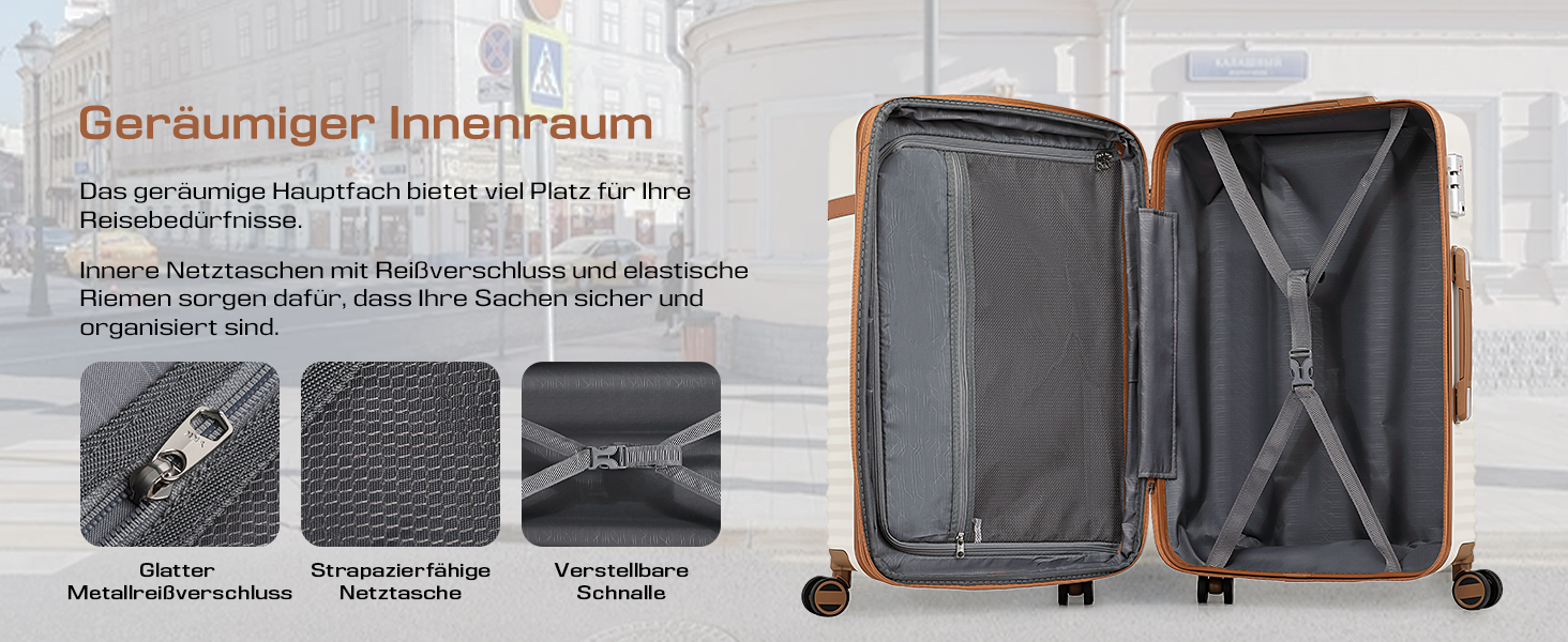 Набір валіз Joyway 5шт з ABS пластику, розширюваний, з TSA-замком. Включає: валізу-тролі, 1 велику сумку та 1 косметичку. Білий набір валіз