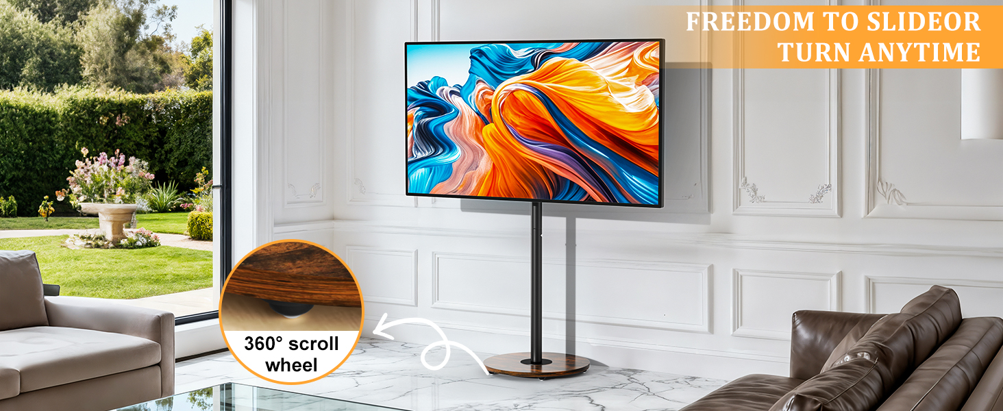 Підставка для телевізора Unho з регульованою висотою та коліщатками, для екранів 40-75 дюймів, VESA 600x400 мм, до 50 кг (Чорний)