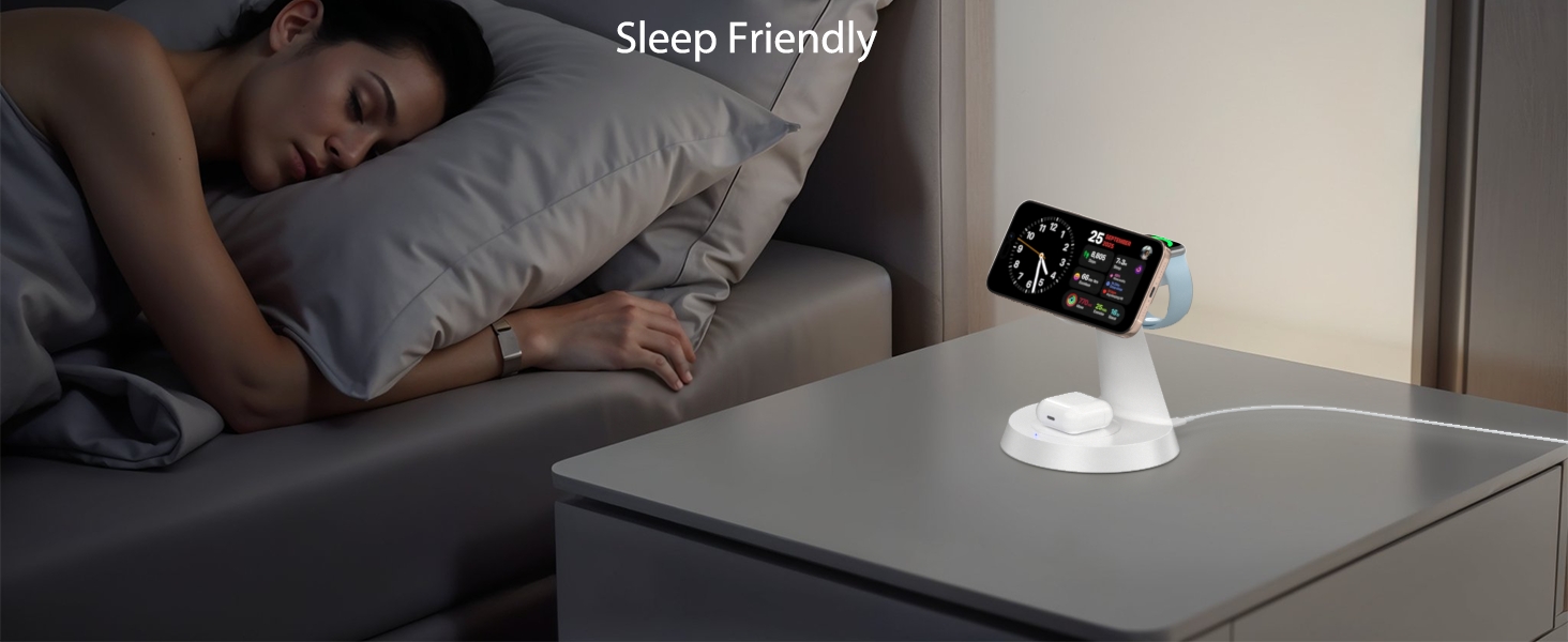 Зарядна станція Mag-Safe 3-в-1: для iPhone, Apple Watch, AirPods (біла)