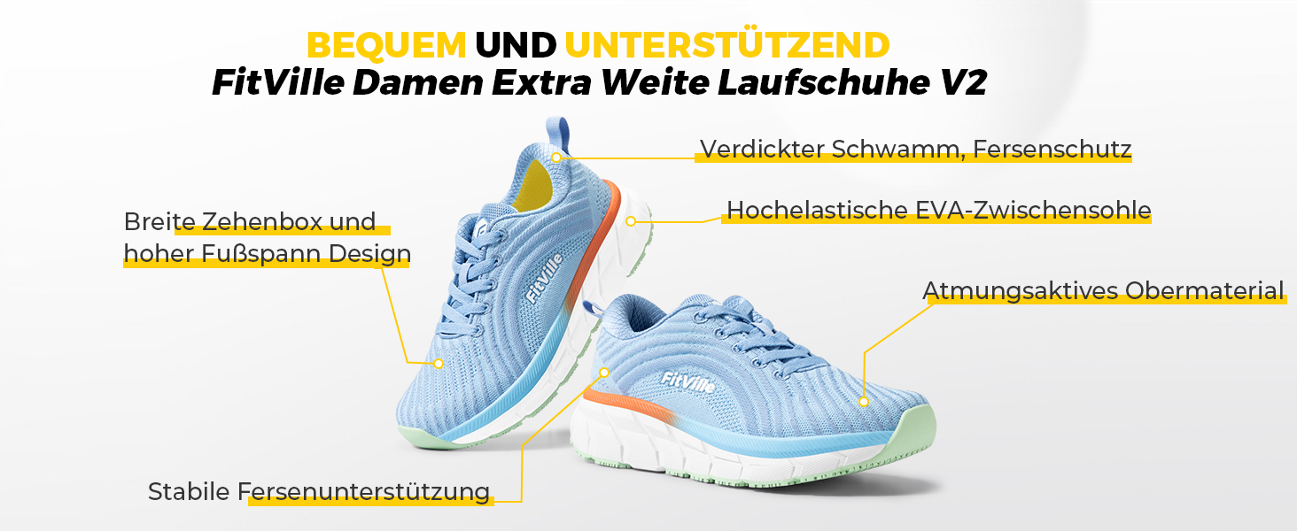 Жіночі кросівки для бігу FitVille широкі, дихаючі, спортивні, легкі, зручні для ходьби, блакитні, розмір 39 EU