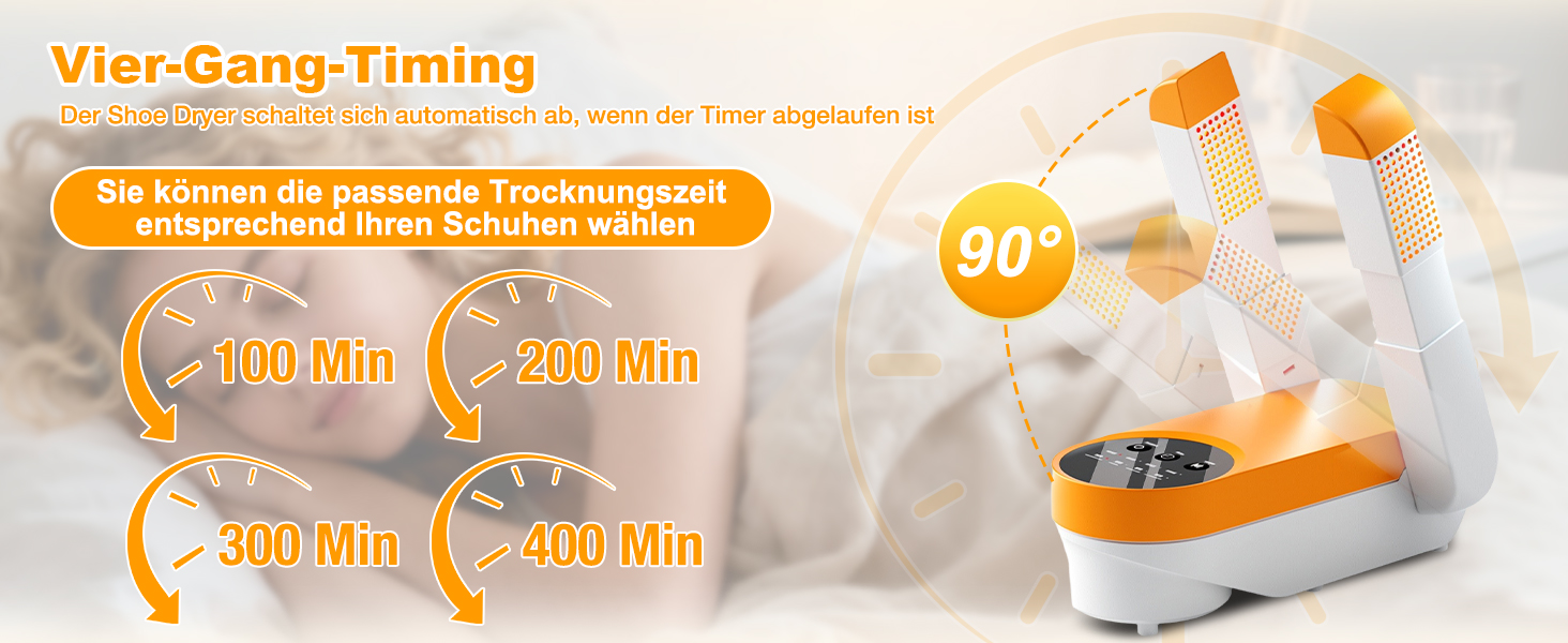 Електричний сушильник для взуття та рукавичок: телескопічний, з таймером, для взуття, черевиків, гірськолижних черевиків (помаранчевий)