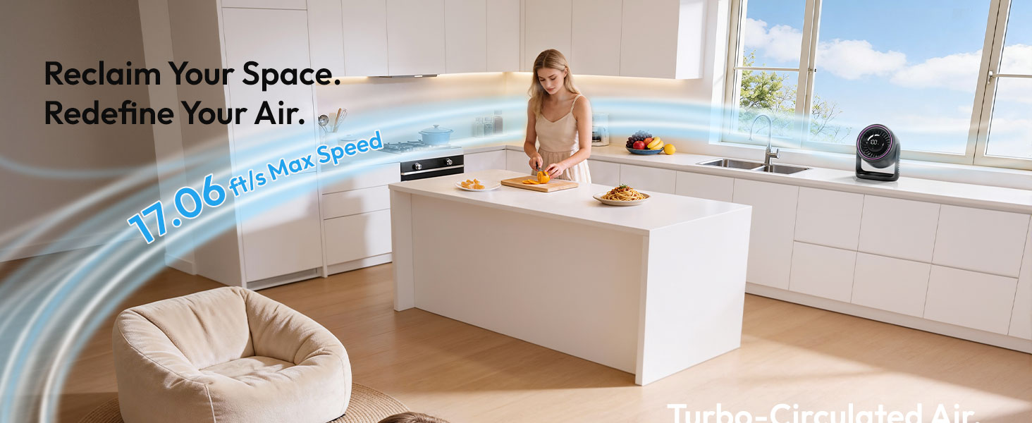 Настільний вентилятор Gaiatop з сенсорним керуванням, акумулятор 4000 мАг, 5 швидкостей, тихий міні-вентилятор з LED-дисплеєм, кут нахилу 90°, заряджається через USB-C, для офісу, спальні, дому, чорний