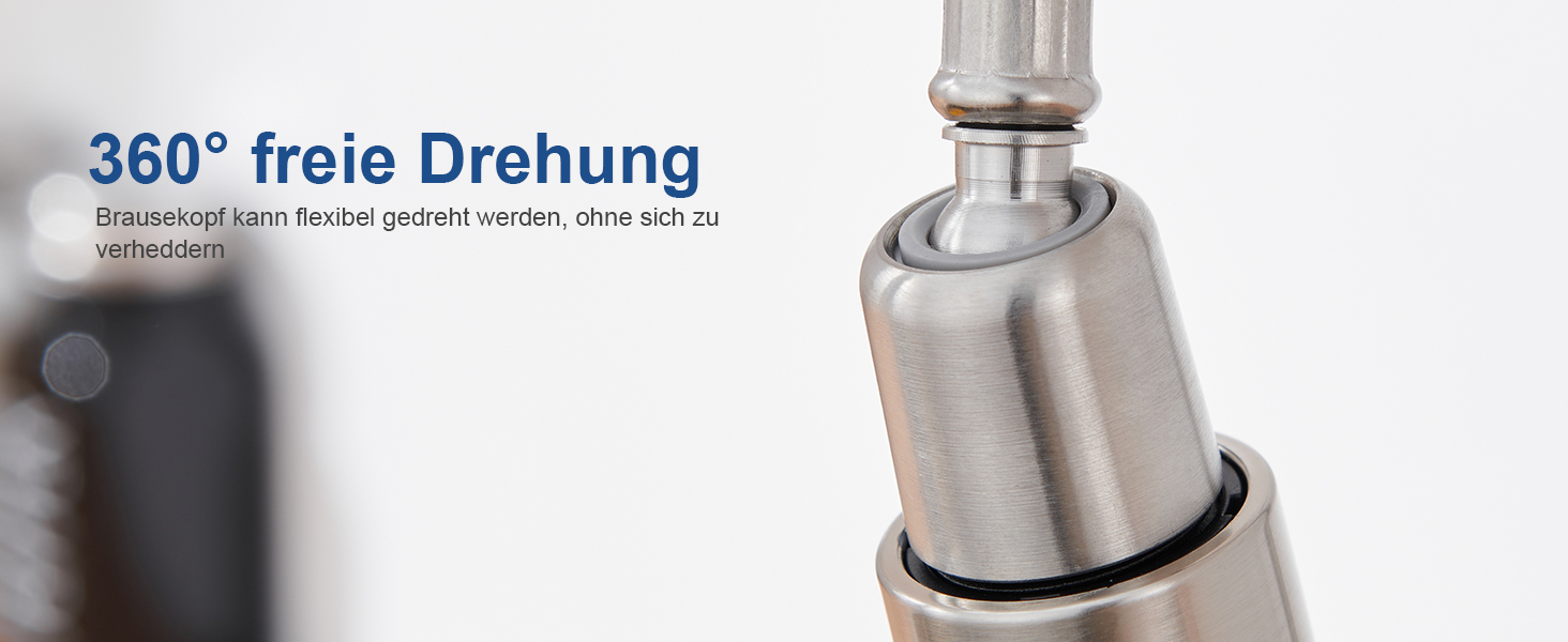 Змішувач кухонний Lonheo з висувною лійкою, високий поворотний кран для кухні, нержавіюча сталь, 2 режими струменя, для мийки