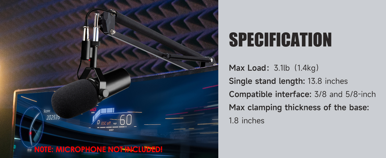 Тримач для мікрофона SM7B YOUSHARES 04 з поп-фільтром - Шарнірний мікрофонний стійка для студійного мікрофона Shure SM7B XLR