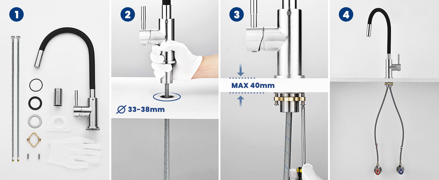 Кран кухонний CECIPA SOFETIY SERIE, чорний матовий, 2 режими струменя, нержавіюча сталь, поворотний 360°