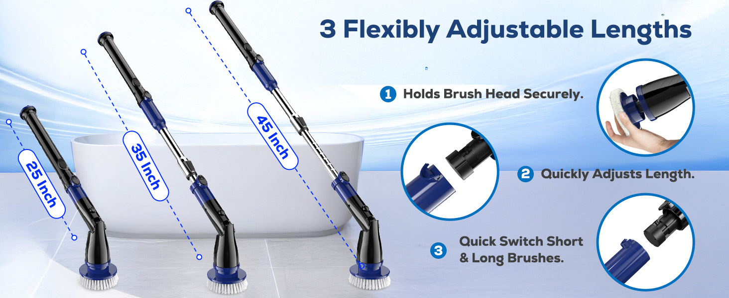 Електрична щітка для чищення, бездротова, 6 насадок, для кухні, авто, підлоги (чорно-синій)