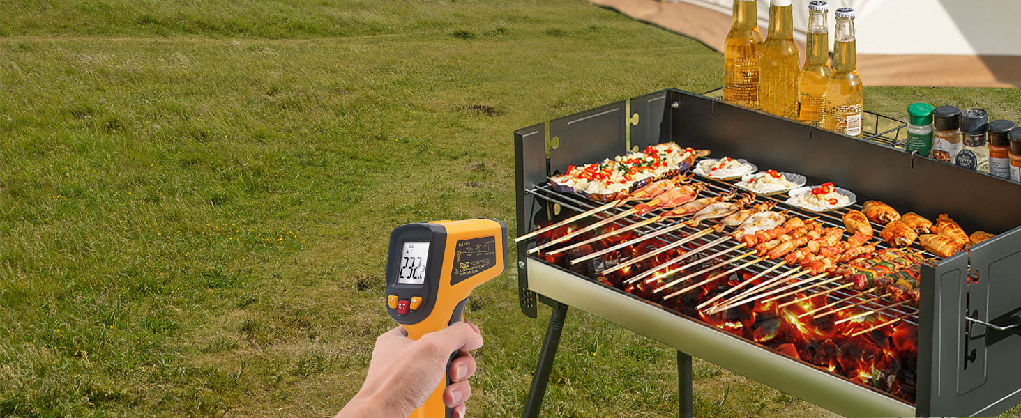 Інфрачервоний термометр KETOTEK Laser Digital IR Pyrometer KT600Y -50°C до 400 °C. Безконтактний вимірювач температури для кухні, барбекю, холодильника, промисловості та продуктів харчування