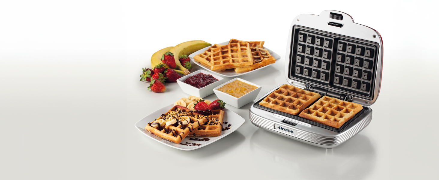 Ariete Party Time Waffle Maker - Non-Stick, 700W, Red