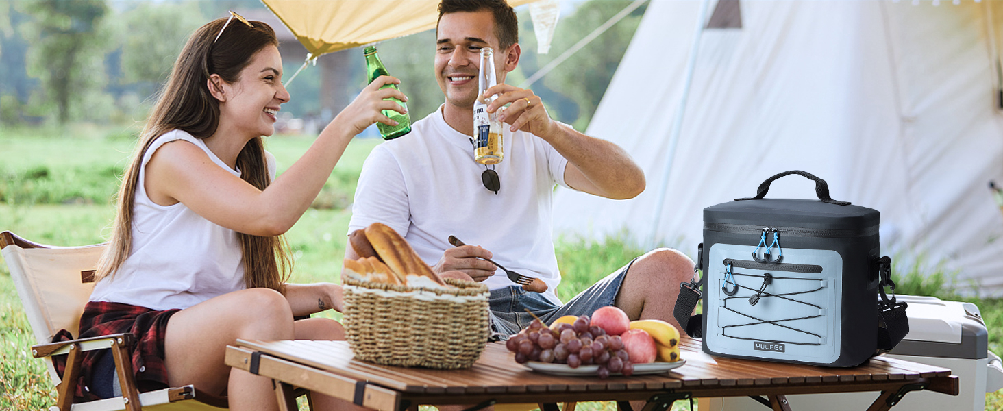 Чорна ізольована сумка-холодильник 24L для пікніків, пляжу, кемпінгу та транспортування продуктів