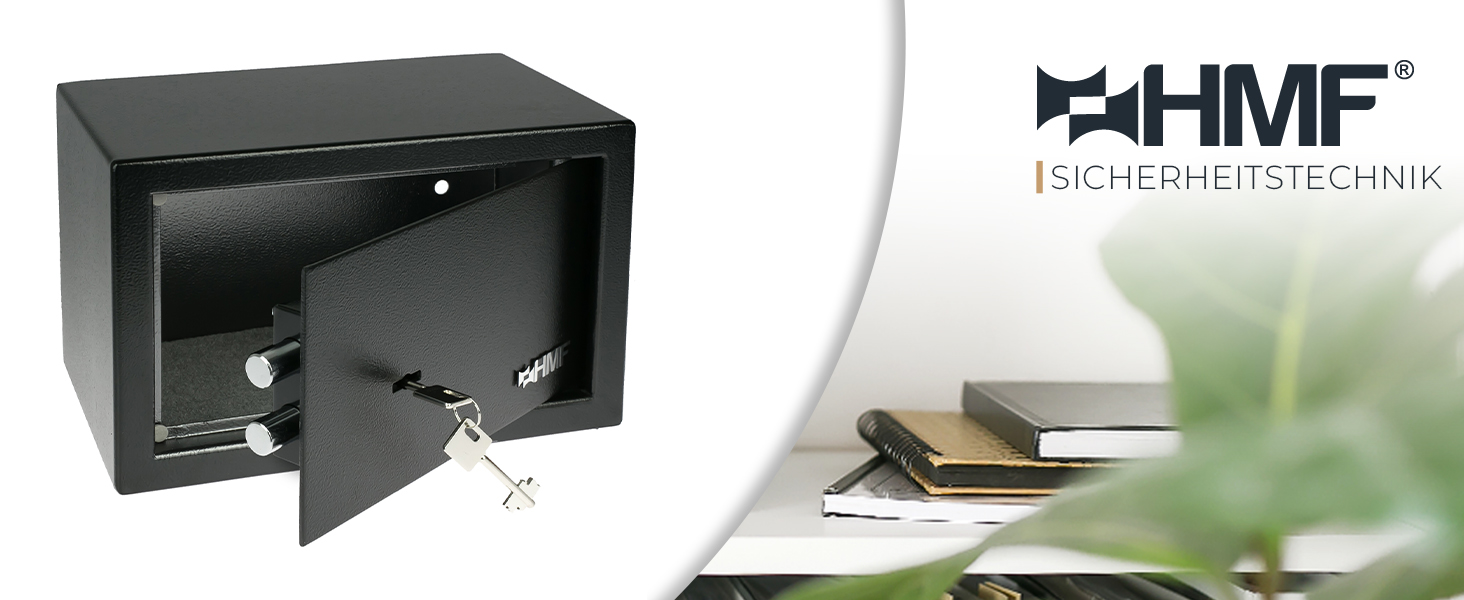 Меблевий сейф HMF 49200-02 Safe Tresor з ключем, чорний, 31x20x20 см