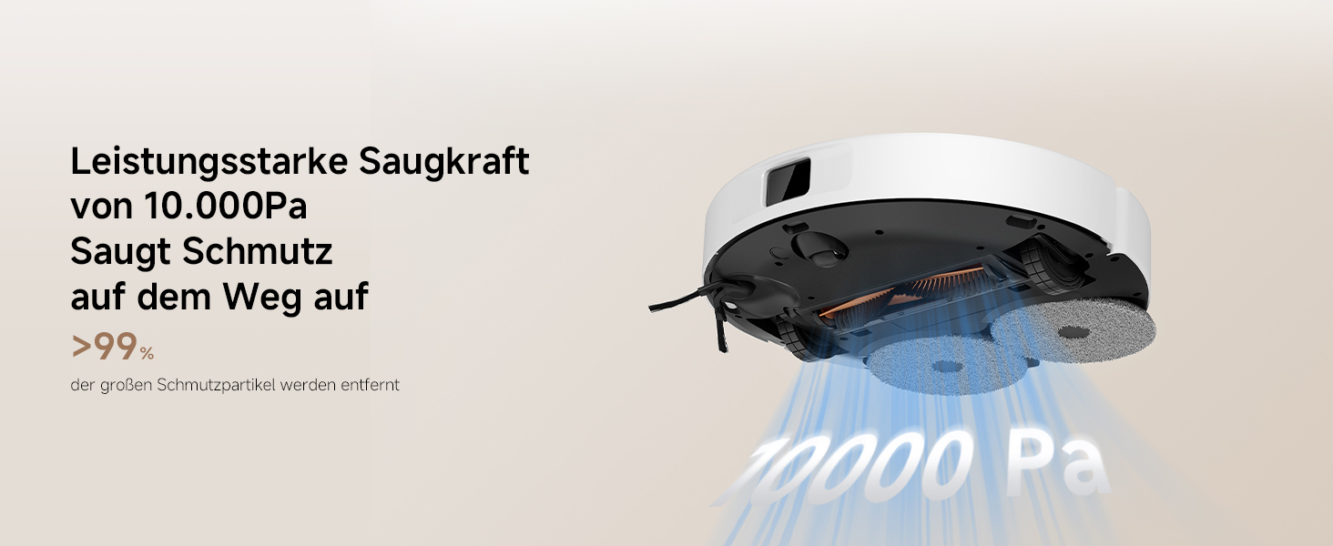 Робот-пилосос Xiaomi H50 (2026) з функцією вологого прибирання, потужність всмоктування 6000 Па, піднімаючі швабри