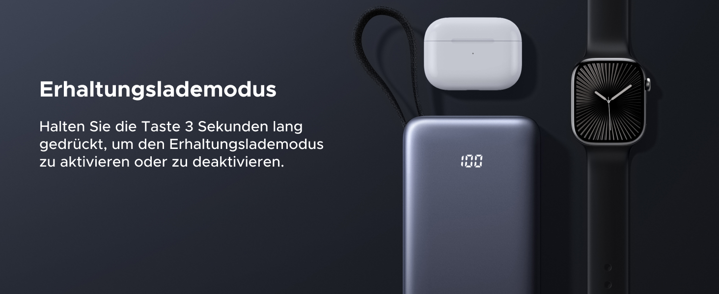 Power Bank UGREEN 20000mAh 45W з USB-C кабелем та швидкою зарядкою PD, сумісний з iPhone, iPad, Samsung Galaxy, ноутбуками