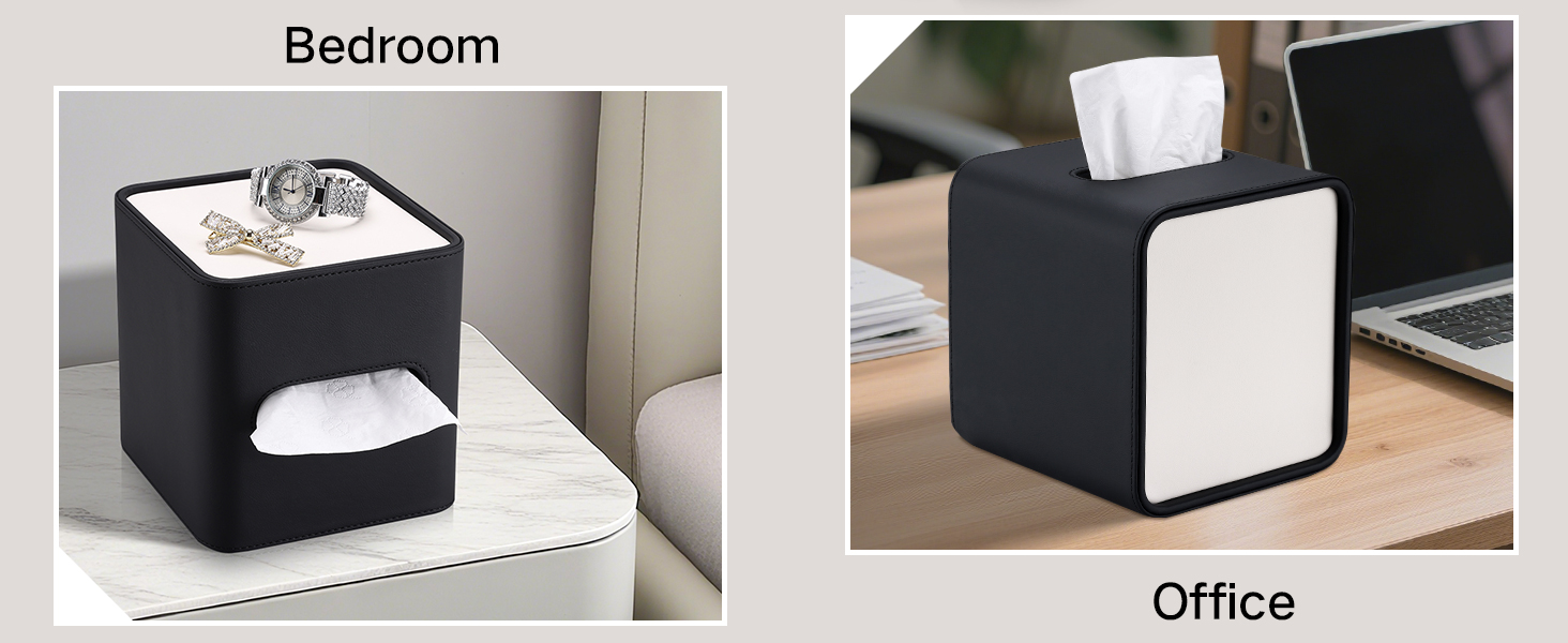 Скріпка для серветок GORESE, шкіряна, квадратна, чорна (15x15x15.8 см)