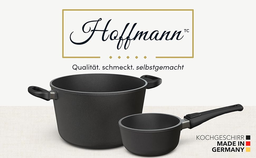 Каструля Hoffmann Stielkasserolle Ø 16 см з кришкою, 1 л, для всіх типів плит (включно з індукцією), з нержавіючої сталі