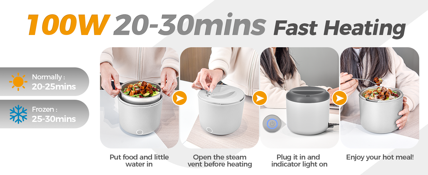 Електрична ланчбокс 80W для дорослих з термосумкою, нержавіюча сталь, виделка та ложка, 2 контейнери по 1.5л, 3-в-1, 12/24/110~230V, витокозахист, ланчбокс для авто, вантажівки, офісу (сірий, 1.2л, євро-штекер)