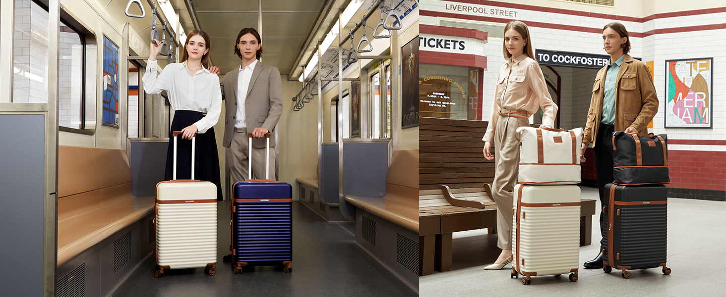 Набір валіз Joyway 5шт з ABS пластику, розширюваний, з TSA-замком, 4 колеса, 1 сумка, 1 органайзер, темно-синій