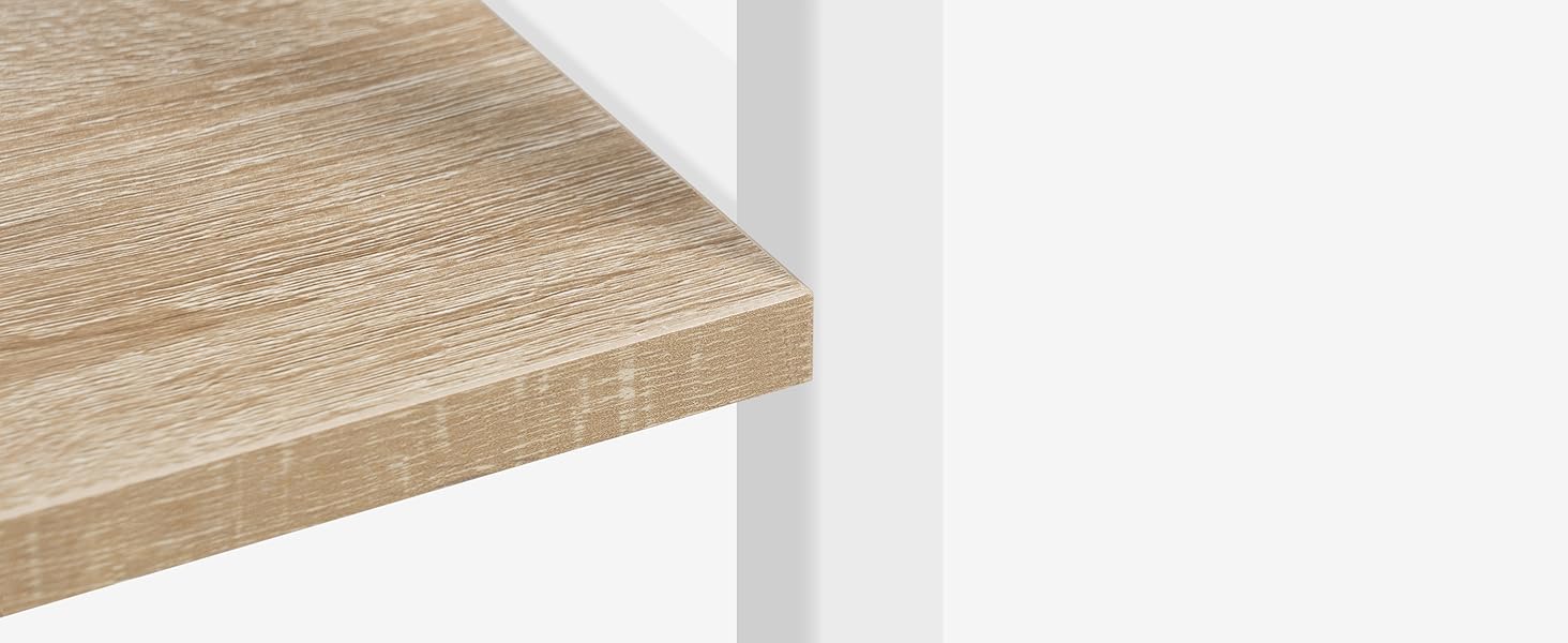 Kitchen Shelf, Microwave Shelf with 4 Hooks, Baking Shelf with 3 Tiers, Storage Shelf for Kitchen, Cafe, Living Room, Bathroom, 60 x 82 x 40 cm, Light Oak + White