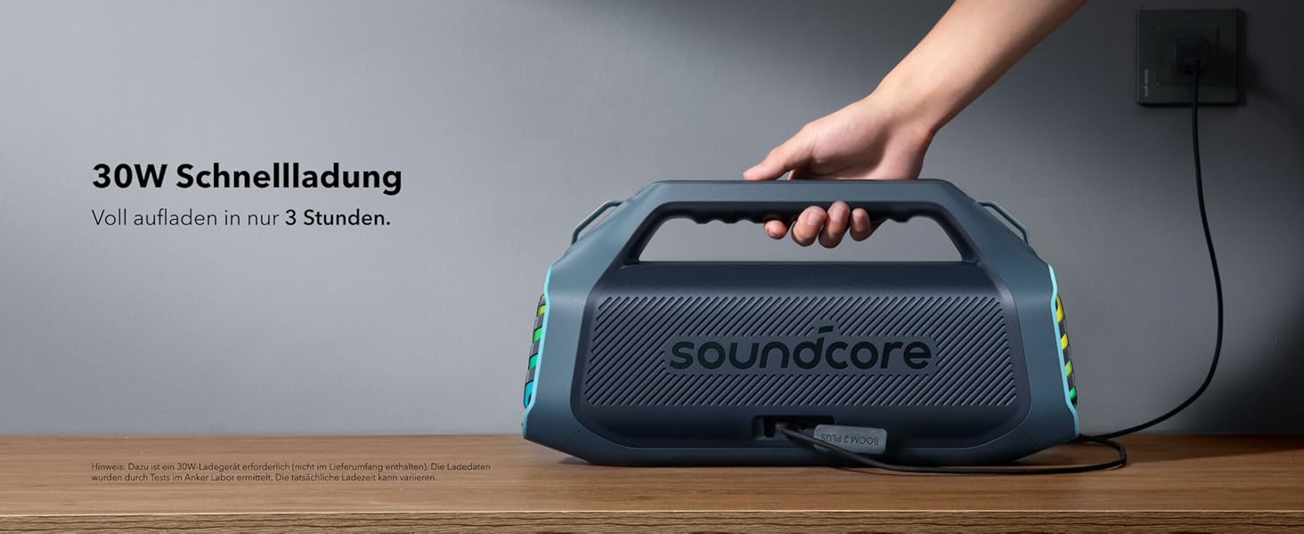 Soundcore Boom 2 Plus: Портативна Bluetooth колонка, 140W, IPX7, RGB, Power Bank, BT 5.3, для кемпінгу (блакитна)
