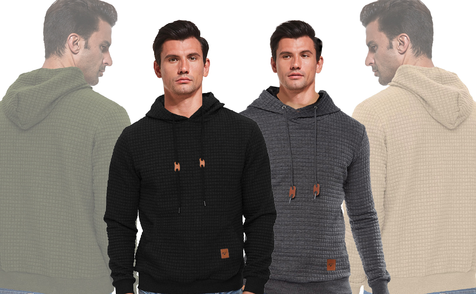 Чоловічий світшот Tansozer Basic з капюшоном, довгі рукави, в клітинку, темно-сірий