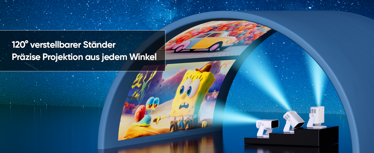 Wielio 2025 Smart Beamer: Android 11, 1080P (4K), WiFi 6, Bluetooth 5.2, 20000 Lumens, для дому, сумісний з iOS/Android/PS5