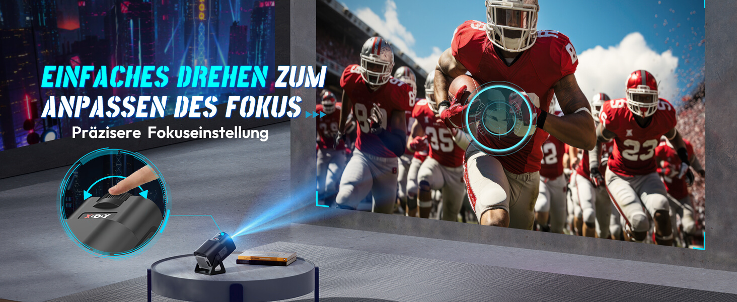 Проектор Xgody Gimbal 3: 12000 Люмен, Android 11.0, 4K, WiFi 6, Bluetooth, Автоматична корекція трапецеїдальних спотворень, для домашнього кінотеатру (білий/чорний)