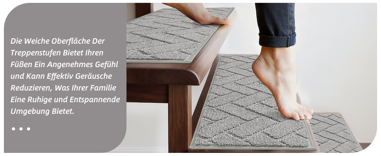 Килимки на сходи BEQHAUSE антиковзні, 22x70 см, сірі (15 шт.) - для дітей, літніх людей, домашніх тварин, машинне прання