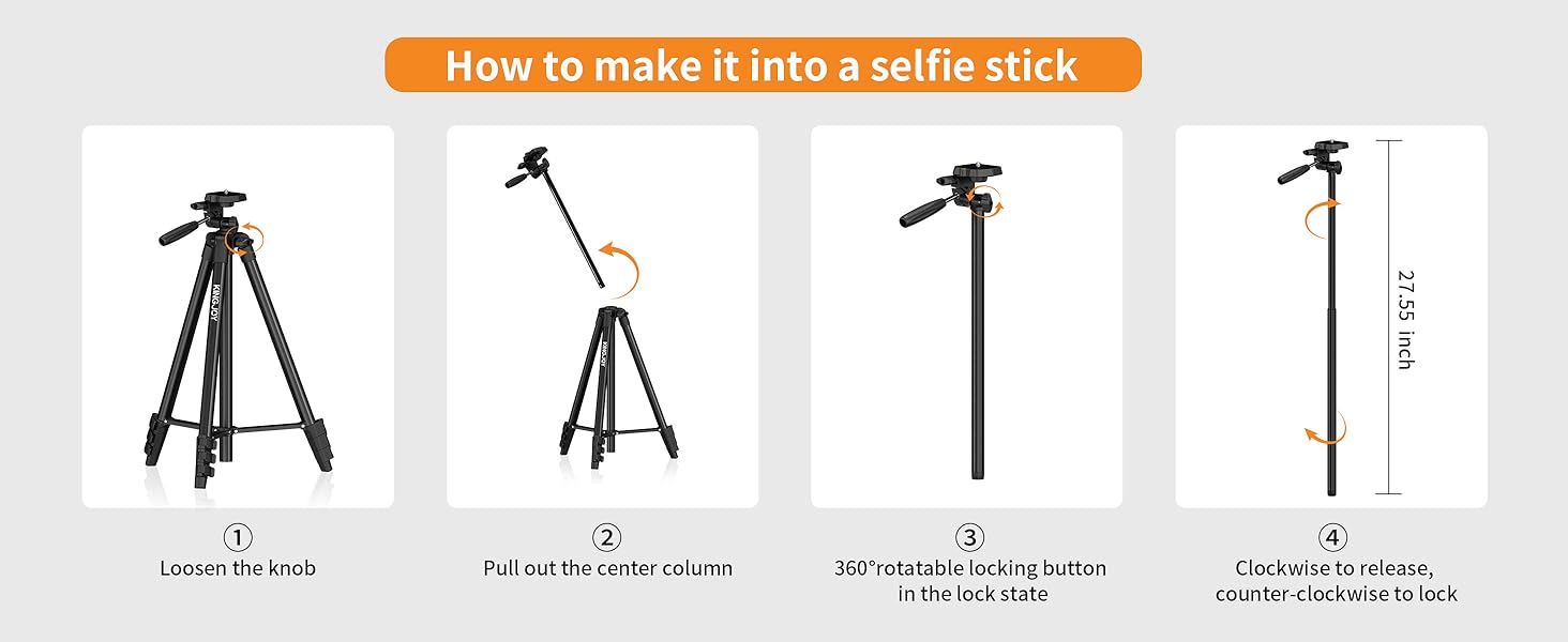 KINGJOY Штатив для камери та смартфона, 180см, з пусковим заходом, для Canon, Nikon, Action Camera, з тримачем для планшету