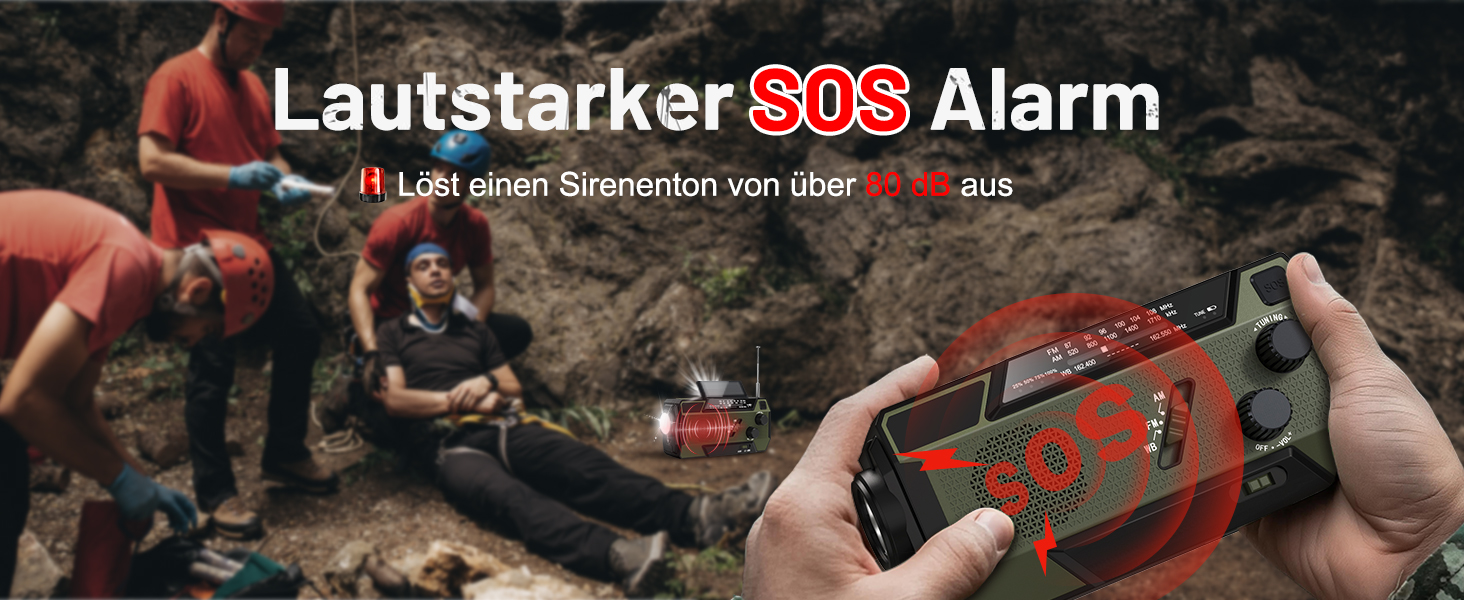 Радіо-кринка Notfall Weltempfänger 4000 mAh (14800 mWh) з 3 кабелями. Радіо для надзвичайних ситуацій з ручкою та сонячною панеллю, живлення від акумулятора, AM/FM/WB, SOS-сигнал, ліхтарик для надзвичайного спорядження Green