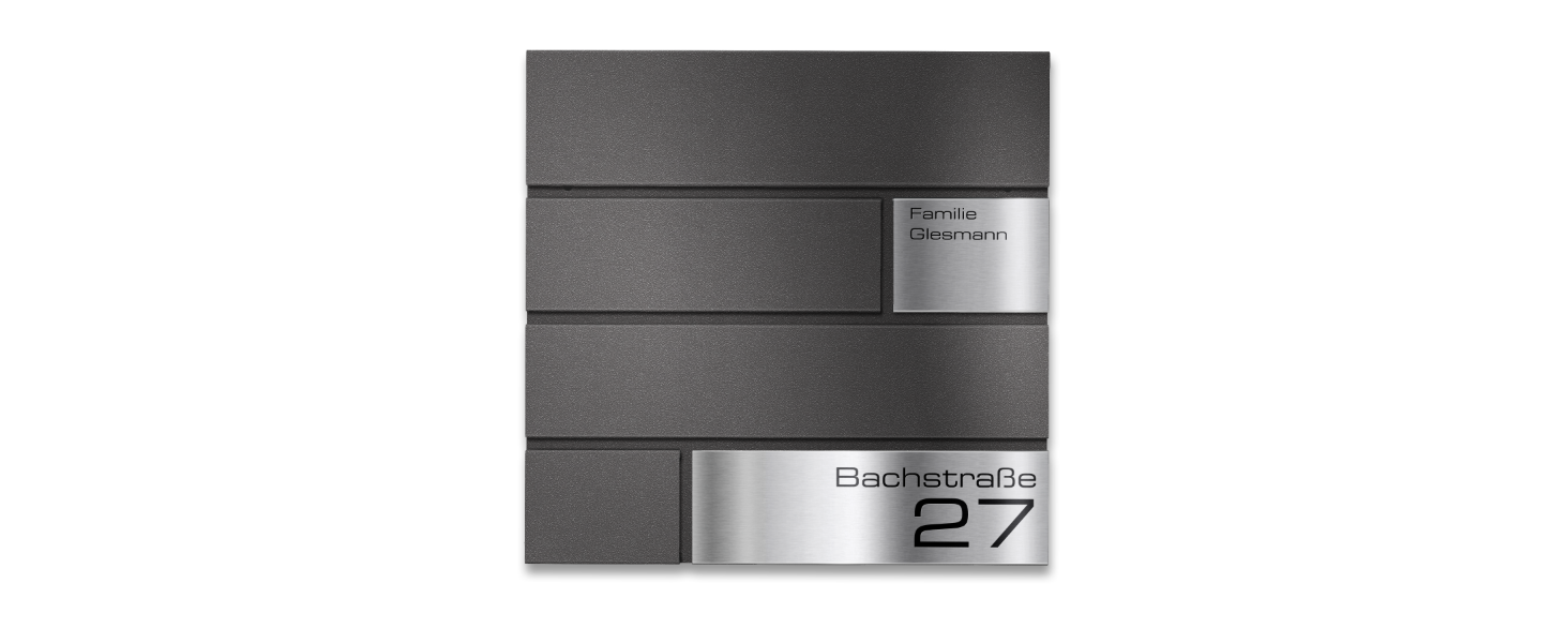 Поштова скринька Metzler G антрацит, порошкове покриття RAL 7016, гравіювання, табличка з нержавіючої сталі, настінний монтаж, 37x37x10.5 см