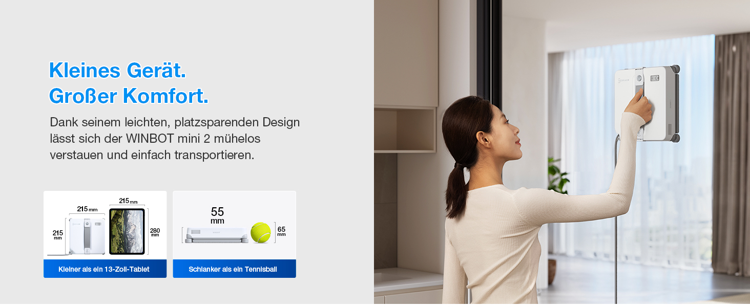 Робот-мийник вікон ECOVACS WINBOT Mini 2: компактний, з ультразвуковим розпиленням, 4 режими, сірий
