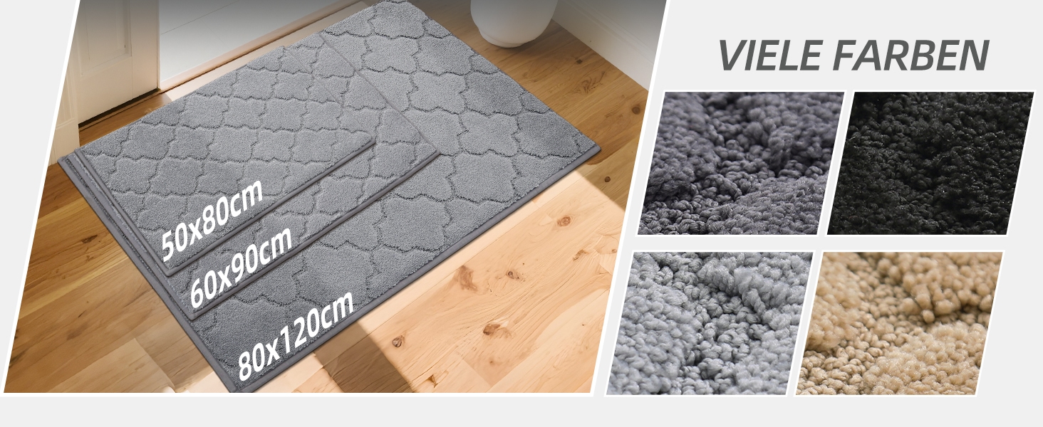 Килимок для входу COSY HOMEER 50x80 см, сірий, антиковзкий, вологостійкий,мийний килимок для дому, кухні, коридору