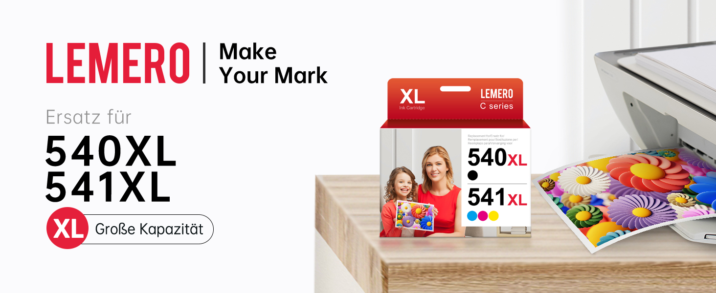 Комплект картриджів Lemero 540XL та 541XL для принтерів Canon Pixma MG3650, MG3150, MG3250, MG3550, TS5150, TS5151 (чорний та кольоровий, 2 шт.)