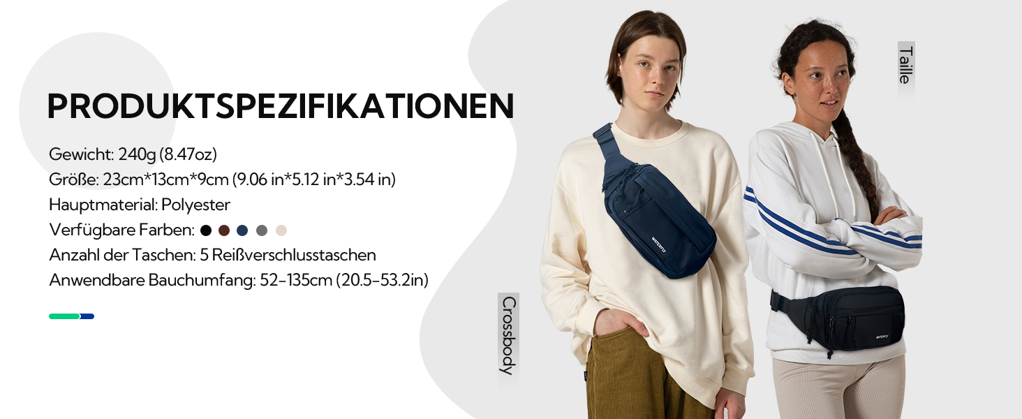 Спортивна поясна сумка Waterfly: стильна фанна-сумка для чоловіків та жінок, унісекс, для прогулянок, подорожей, MTB, спорту, тренувань собак, сірого кольору