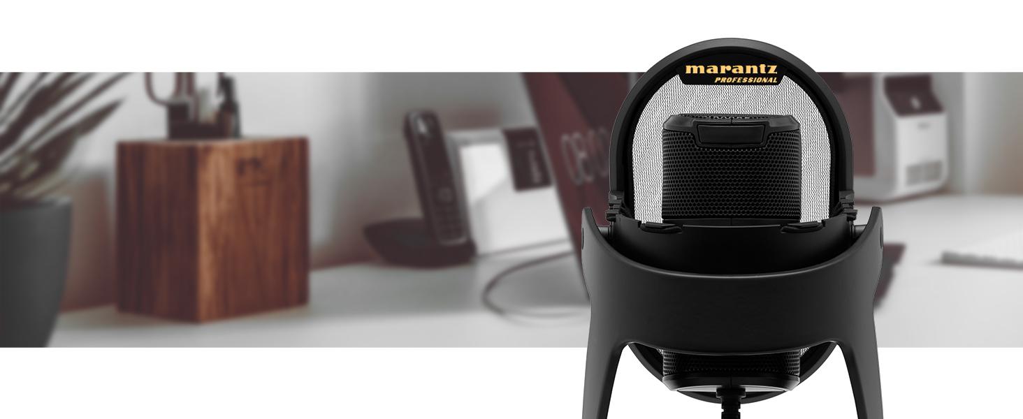 Мікрофон конденсаторний Marantz Professional MPM-1000U з великою мембраною, USB, з нирковою характеристикою для подкастів, студії, геймінгу, з кабелем USB та кліпсою для мікрофона