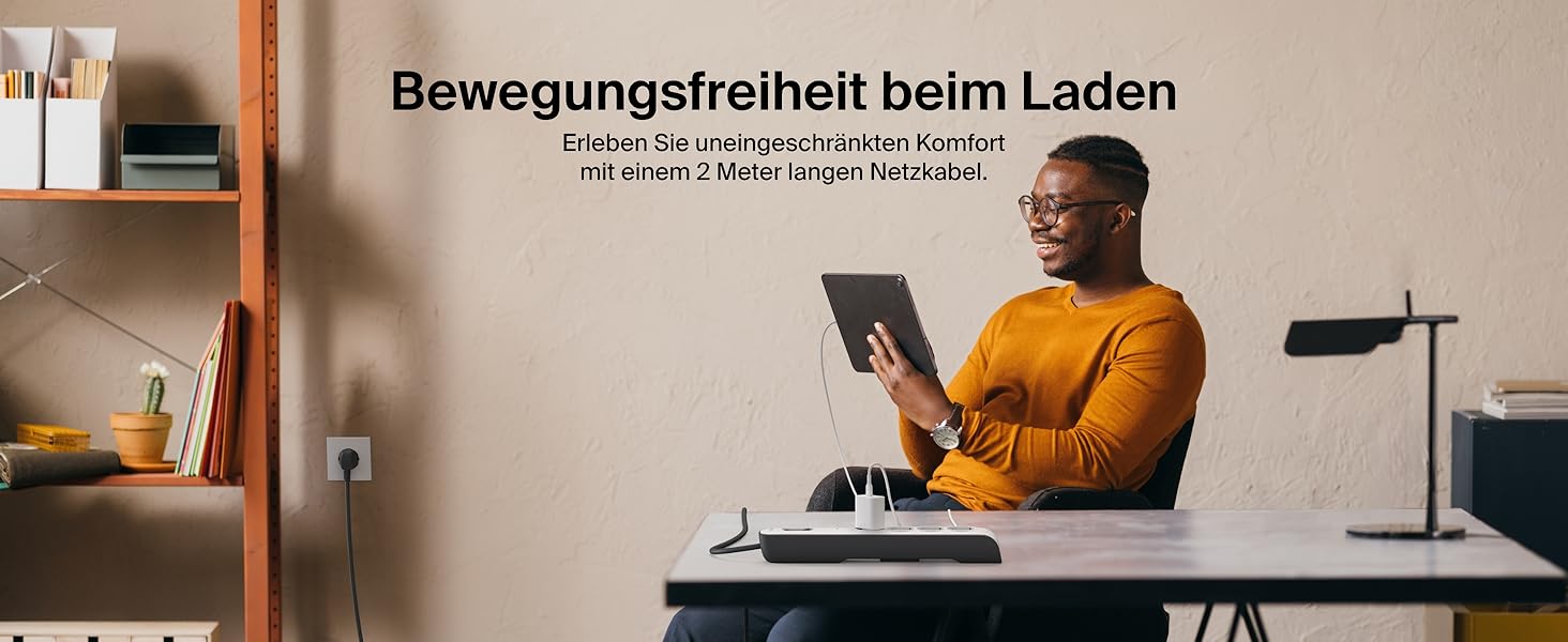 Мережевий фільтр Belkin з захистом від перенапруги, 6 розеток, 2 м кабель, 650 Дж, для дому та офісу