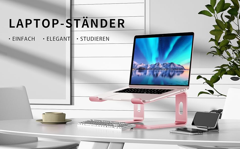 Підставка для ноутбука Soundance, алюмінієва, ергономічна, для екранів 10-15.6 дюймів, рожева