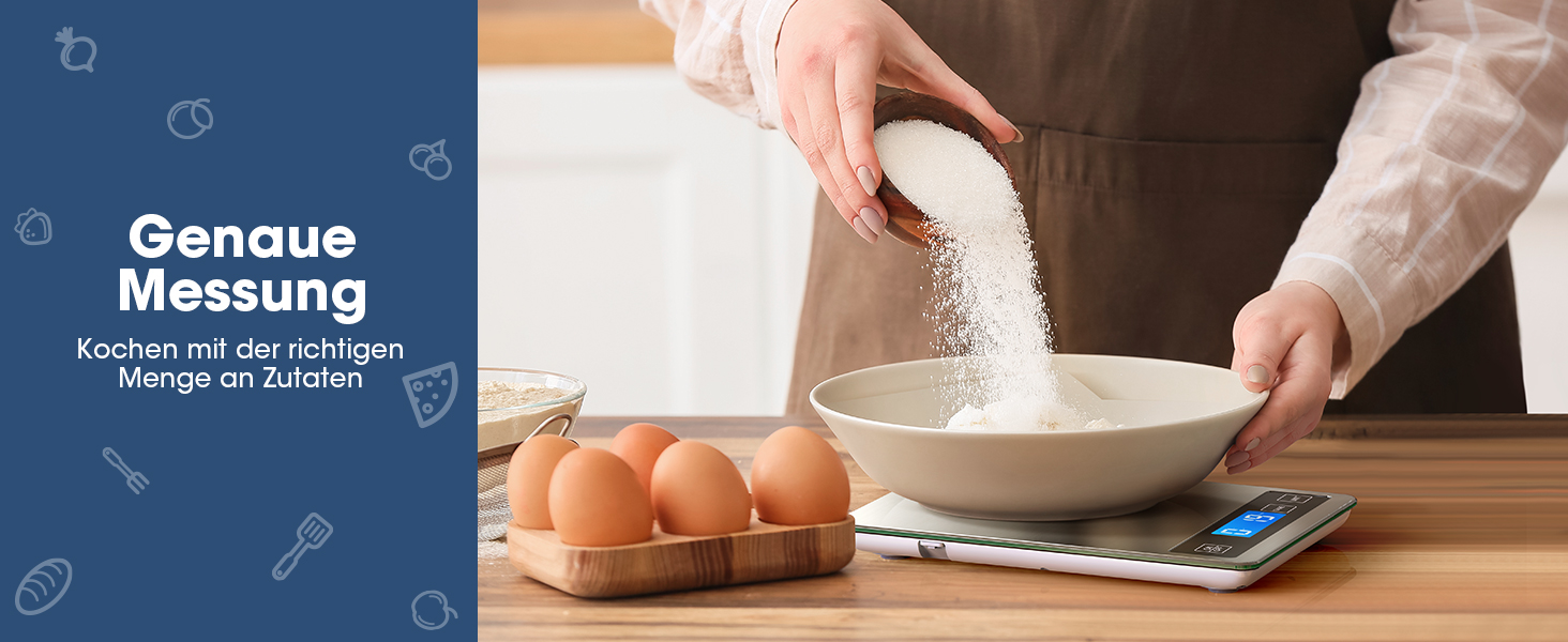 Кухонні ваги NBPOWER Digital 10 кг, електронні ваги з нержавіючої сталі, точність 1 г, сірий/сріблястий колір