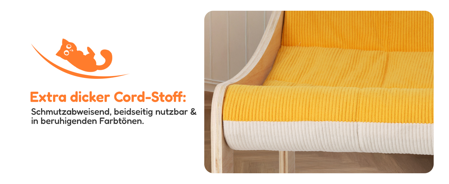 Крак-стійка для котів з великим ліжком Luxus, жовта | З міцного березового дерева, сизаль, 25 кг, біо-льон