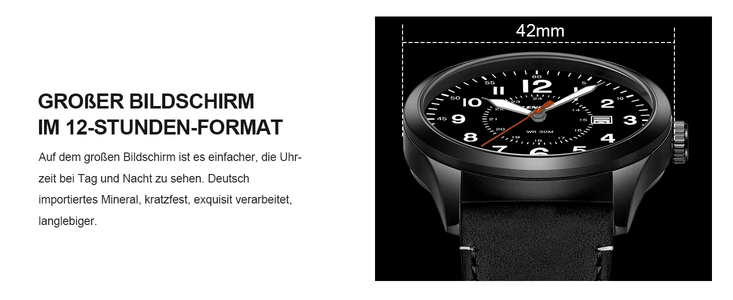 Годинник чоловічий LN LENQIN Military 30M водонепроникні кварцові годинники з датою на текстильному ремінці, тактичні годинники для чоловіків, чорний колір