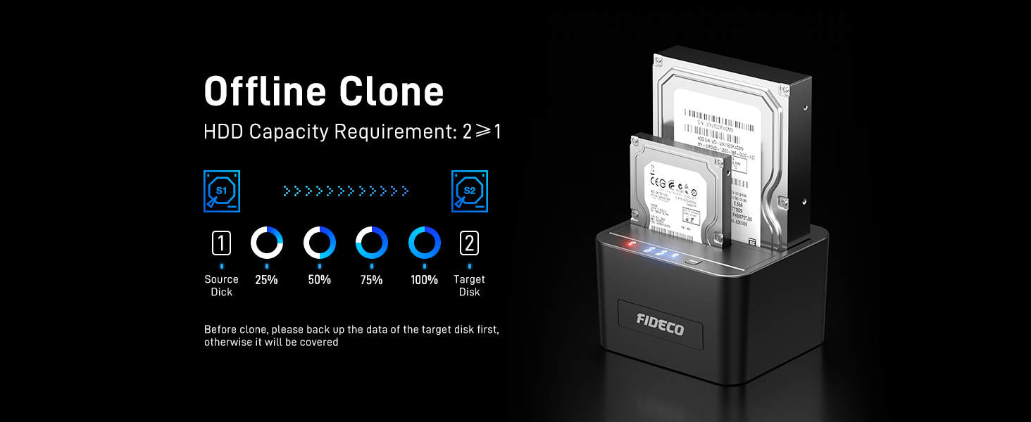 Док-станція для HDD/SSD FIDECO, USB 3.0, 2.5/3.5