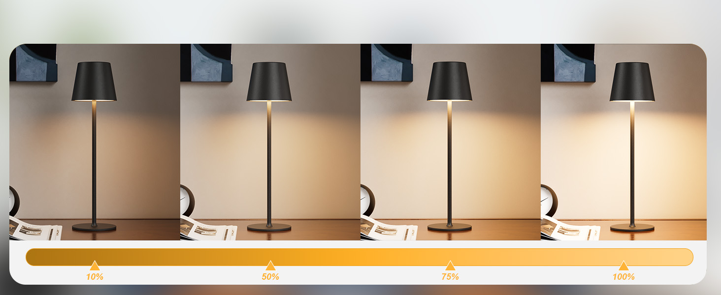 Набір з 2 бездротових настільних світильників LED з акумулятором, сенсорне регулювання яскравості, 3 режими кольору, USB-C зарядка для спальні, столу, кемпінгу (Чорний)