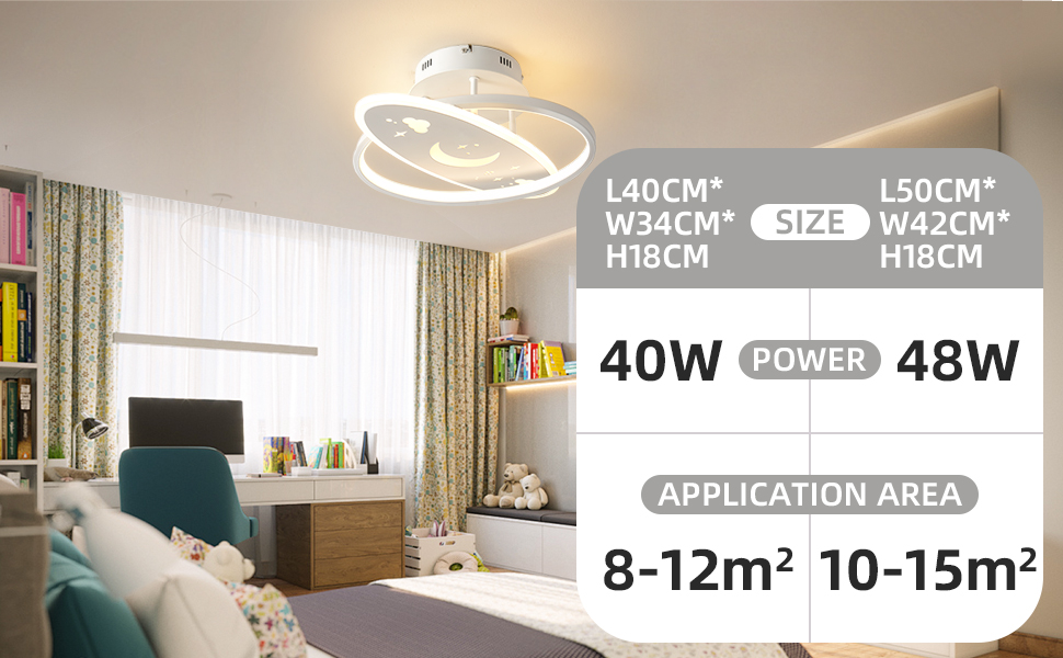 LED Ceiling Light Children's Room Lamp Ceiling, Dimmable Children's Room Ceiling Light with Remote Control, 32W Children's Room Ceiling Light Clouds for Living Room, Bedroom (40cm, Warm White Dimmable)