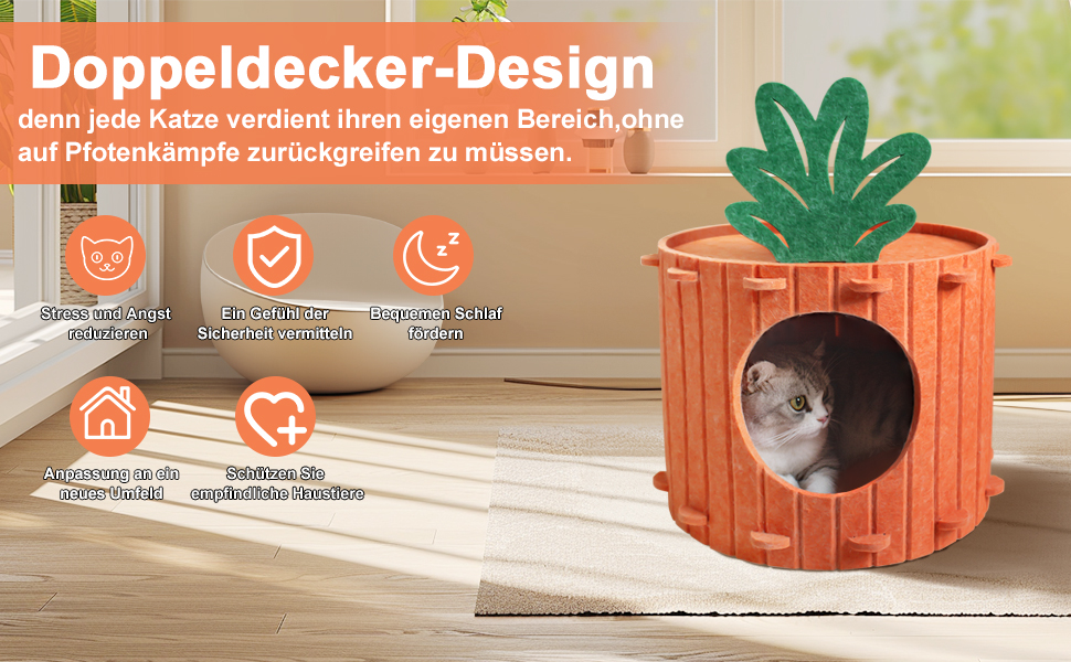 Двоповерхова котяча кімната-будинок з когтеточкою, платформа та іграшкою, 60x40x40 см