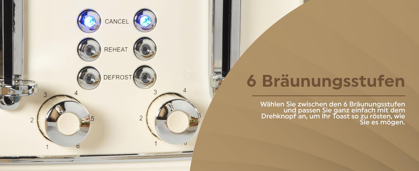 Тостер Salter Retro 4-х секційний, 1,7 л, 3 кВт, кремовий колір, з фільтром від накипу, бездротовий, з індикатором рівня води та процесу приготування, захист від пересихання та автовимкнення