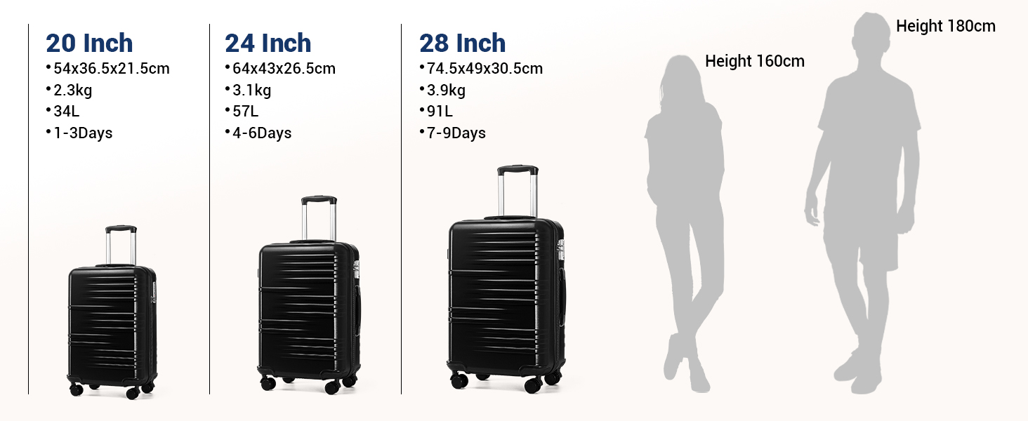 Чемодан ручної опішки British Traveller, середній, 64*43*26.5 см, з TSA-замком, ABS+PC, 24'+28' (Чорний)